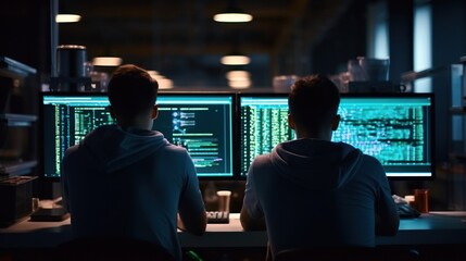 Programmers sit in front of the computer and write the source code and make changes to it