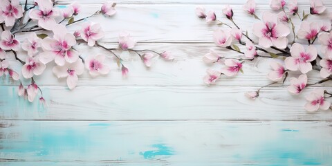 Wall Mural - cherry blossom background and free space for greeting text, invitations, posters, etc.