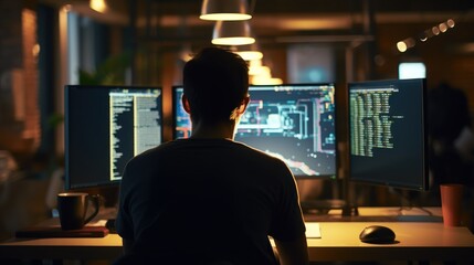 Programmers sit in front of the computer and write the source code and make changes to it
