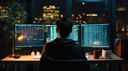 Programmers sit in front of the computer and write the source code and make changes to it