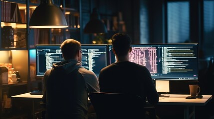 Programmers sit in front of the computer and write the source code and make changes to it