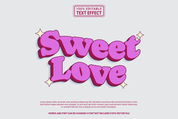 Wall Mural - Editable text effect Sweet love 3d cartoon template style modern premium vector