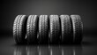 car tires are isolated on a black background.