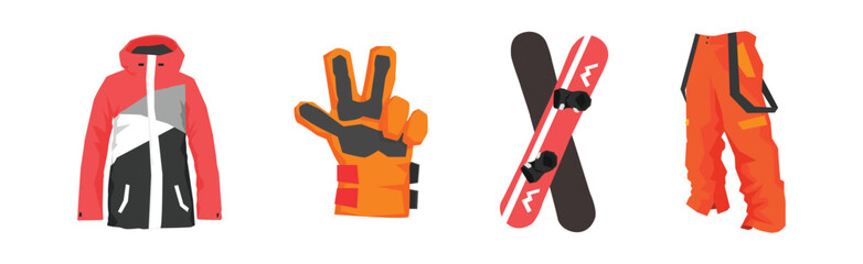 Sticker - Snowboarding Winter Sport Object and Equipment Vector Set