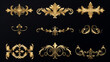 Elegant gold filigree designs set on a black background for luxury themes