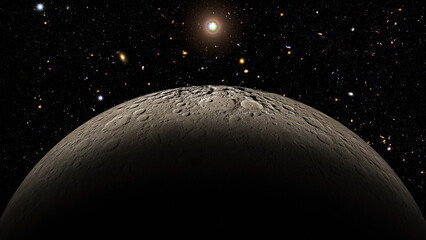 Wall Mural - exo planet, moon and a star field