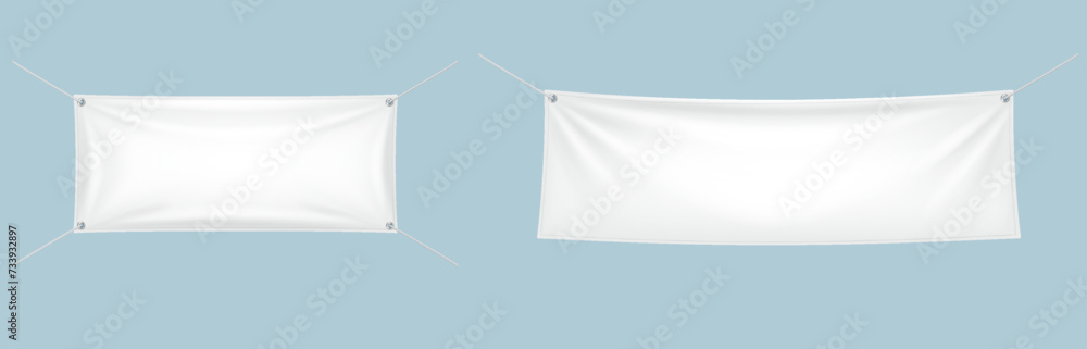 Blank hanging horizontal banners realistic vector illustration set ...