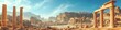Ancient city panorama,  highlighting architectural wonders against a clear sky