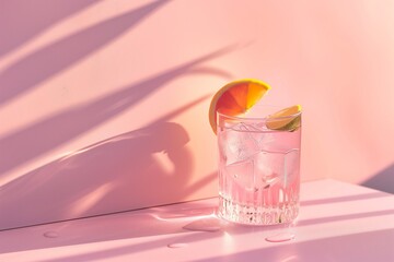 Wall Mural - glass of water with lemon