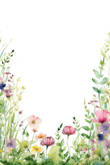 Wall Mural - Watercolor Floral Frame made of Wildflowers