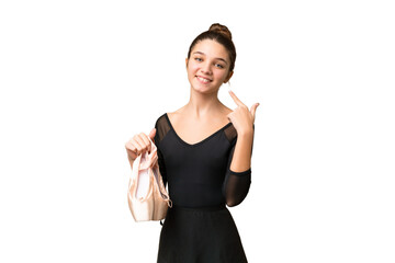 Sticker - Teenager girl practicing ballet over isolated chroma key background giving a thumbs up gesture