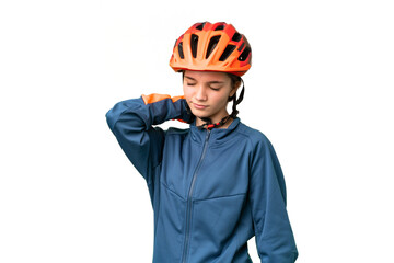 Canvas Print - Teenager cyclist girl over isolated chroma key background with neckache