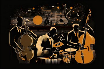 Wall Mural - Jazz saxophone player illustration for jazz poster.