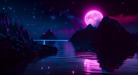 Wall Mural - colorful fantasy landscape with planet and stars. the concept of science fiction and unexplored worl