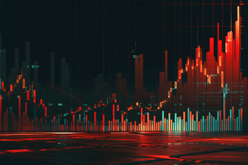 Chart and graph in stock or currency market background, line chart or histogram or candlestick chart