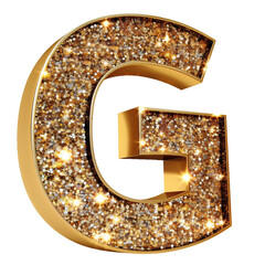 G in the style of Gold shiny and luxurious, PNG image, transparent background.