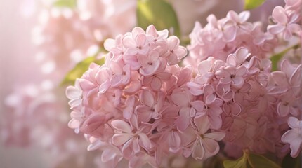 Canvas Print - Light pink lilac flowers against a blurred background