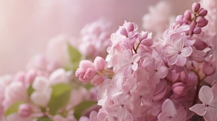 Canvas Print - Light pink lilac flowers against a blurred background