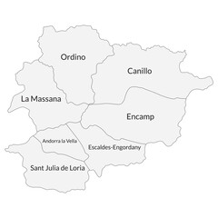  Andorra map. Map of Andorra in administrative provinces