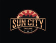 Sunset City Retro Vintage Logo Design Template