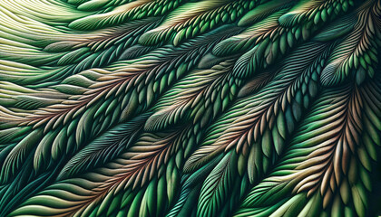  AI generated illustration of abstract leaf-like patterns with a gradient of green to brown hues
