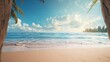 Beautiful realistic summer beach scenery background with clear blue sky and ocean view