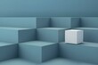 © DavidGalih | Dikomo. - Abstract Background With White 3d Cube Box. 3d Render. Blue Background.