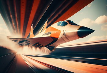 Supersonic flight, the plane to travel faster than ever. Unlike other commercial flights, it has double the speed. 3d render. Generative AI