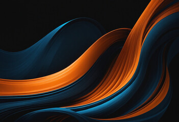 Wall Mural - Blue and orange wave patterns on a dark backdrop, abstract design