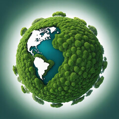 symbol of environmental conservation with global map.