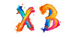 XB is russian orthodox easter symbol made from multicolored paint on transparent PNG. Christ is risen.Happy Easter Typography Sign. Russian cyrillic flowers lettering