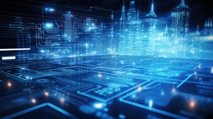 Wall Mural - Structure of Modern IT Technology in the Present Time Background