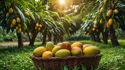 Poster - ripe mango harvest the garden