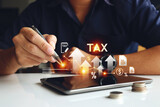 Fototapeta Młodzieżowe - Business TAX plan development. calculation tax return concept.