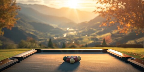 Wall Mural - Billiard Table Against Picturesque Landscape