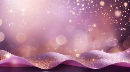 Abstrac luxury motion purple and pink wallpaper with golden bokeh and glitter, ai generative