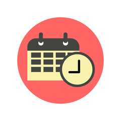 Deadline symbol. Calendar and time icon on flat style. Vector illustration