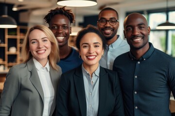 Canvas Print - Group portrait of diverse business people in office