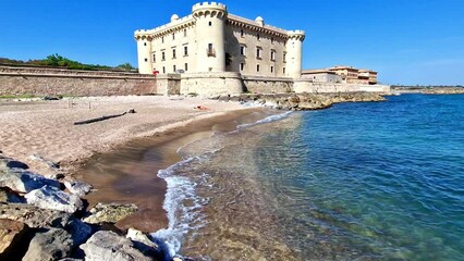 Wall Mural - Italian lanmdrks. scenic view of castle on the beach a Ladispoli - Castello Palo Odescalchi. Lazio region, Italy
