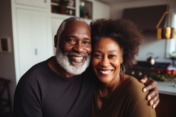 Wall Mural - Portrait of a happy senior couple at home