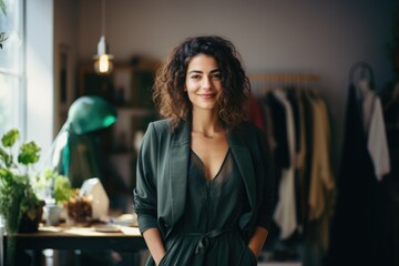 Wall Mural - Portrait of a smiling young female fashion designer