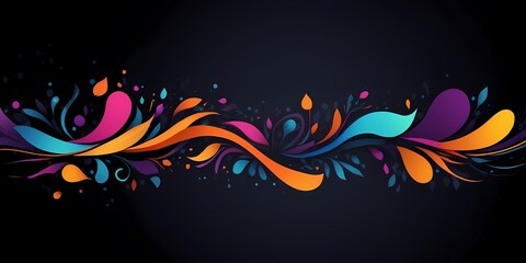 Wall Mural - Abstract multicolored ornament on a black background