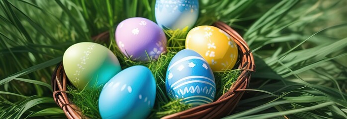 Wall Mural - Easter - Colorful Decorated Eggs On Field