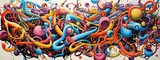 Fototapeta Młodzieżowe - colorful squiggles background. Graphic design. Art, Modern, Abstract, Graffiti