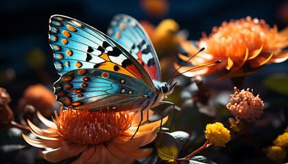 Wall Mural - Vibrant butterfly wing showcases nature elegance and beauty generated by AI