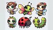 Chibi-Style Insect Stickers: A Cartoonish Appeal for Children - AI generated digital art