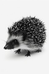 Sticker - A black and white photo capturing the beauty of a hedgehog. Perfect for nature enthusiasts or animal lovers