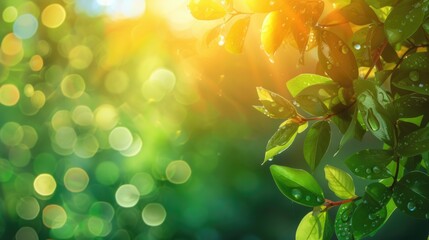 Poster - Sun shining through the leaves of a tree. Can be used to depict nature, beauty, or tranquility