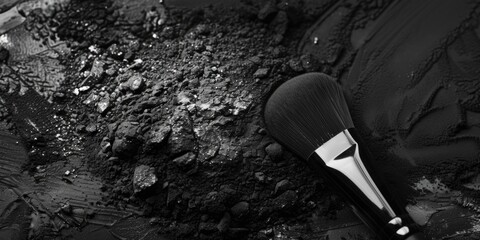 Wall Mural - A black and white photo of a brush and rocks. Suitable for various artistic and creative projects