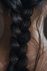 Canvas Print - Close up of a woman's hair with a stylish braid. Versatile image suitable for beauty, fashion, and hairstyling concepts